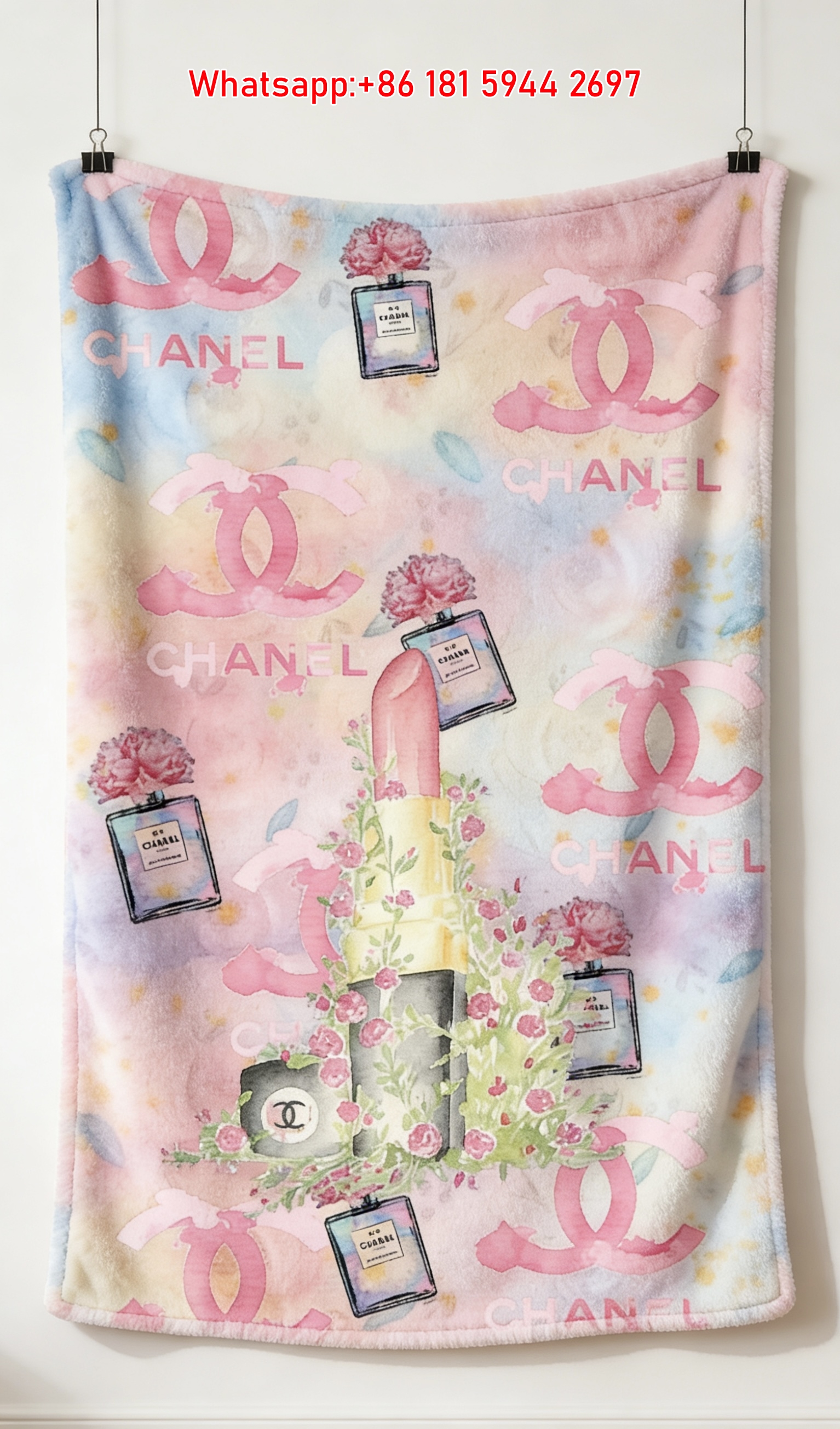 Chanel Flannel Throw Blanket Vintage Perfume & Fashion Art Print IMG_7340